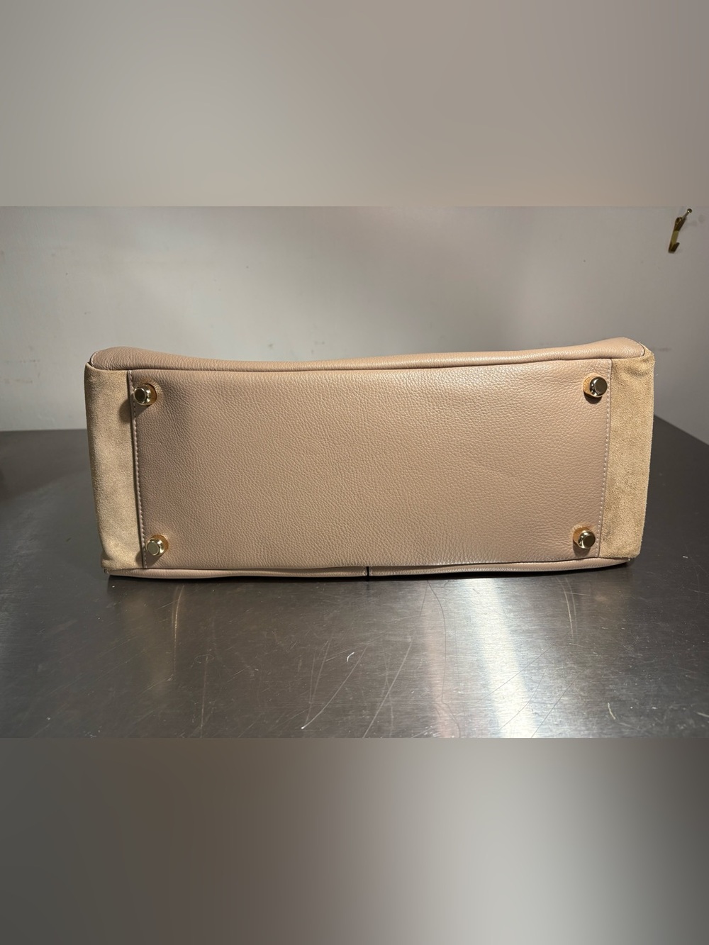 Coach Morgan Rare Taupe Leather Satchel exotic trim very clean 2015